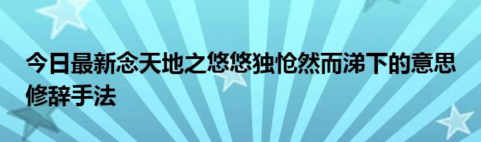 今日最新念天地之悠悠独怆然而涕下的意思 修辞手法