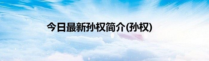 今日最新孙权简介(孙权)