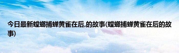 今日最新螳螂捕蝉黄雀在后,的故事(螳螂捕蝉黄雀在后的故事)