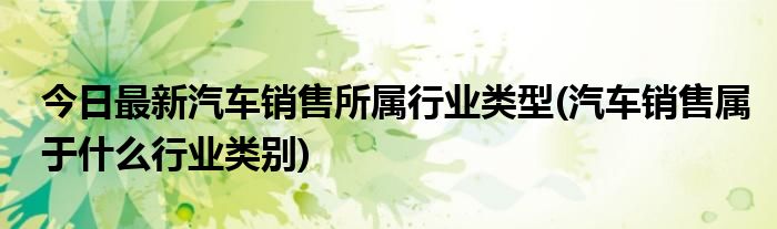 今日最新汽车销售所属行业类型(汽车销售属于什么行业类别)