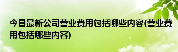 今日最新公司营业费用包括哪些内容(营业费用包括哪些内容)
