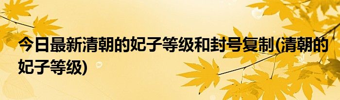 今日最新清朝的妃子等级和封号复制(清朝的妃子等级)