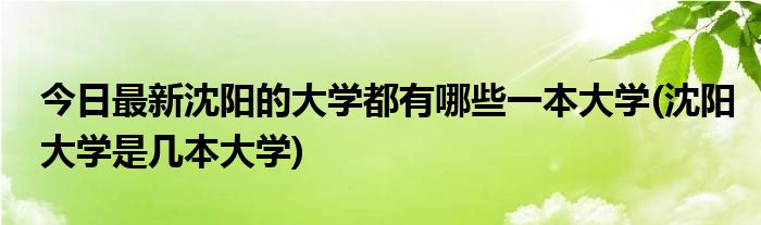 今日最新沈阳的大学都有哪些一本大学(沈阳大学是几本大学)