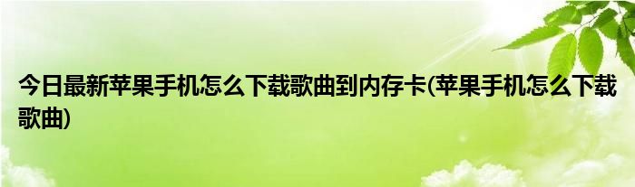 今日最新苹果手机怎么下载歌曲到内存卡(苹果手机怎么下载歌曲)