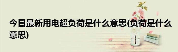 今日最新用电超负荷是什么意思(负荷是什么意思)