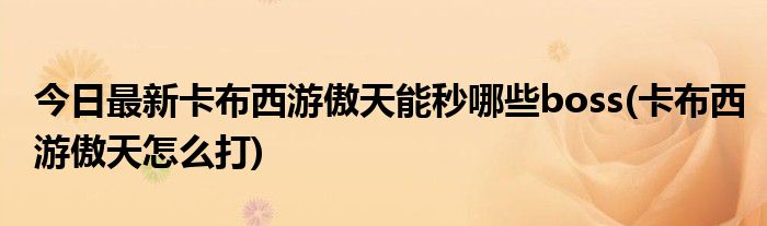 今日最新卡布西游傲天能秒哪些boss(卡布西游傲天怎么打)