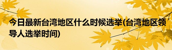 今日最新台湾地区什么时候选举(台湾地区领导人选举时间)