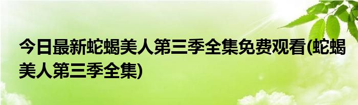 今日最新蛇蝎美人第三季全集免费观看(蛇蝎美人第三季全集)