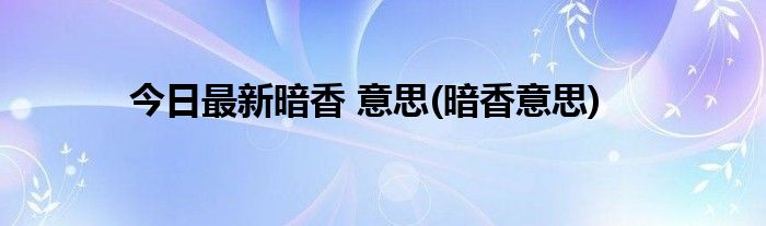 今日最新暗香 意思(暗香意思)