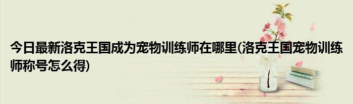 今日最新洛克王国成为宠物训练师在哪里(洛克王国宠物训练师称号怎么得)