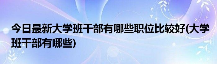 今日最新大学班干部有哪些职位比较好(大学班干部有哪些)