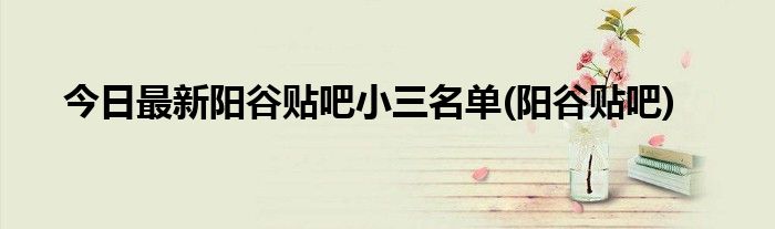 今日最新阳谷贴吧小三名单(阳谷贴吧)