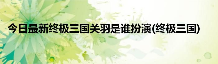 今日最新终极三国关羽是谁扮演(终极三国)