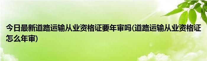 今日最新道路运输从业资格证要年审吗(道路运输从业资格证怎么年审)