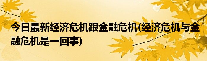 今日最新经济危机跟金融危机(经济危机与金融危机是一回事)
