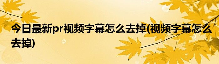 今日最新pr视频字幕怎么去掉(视频字幕怎么去掉)