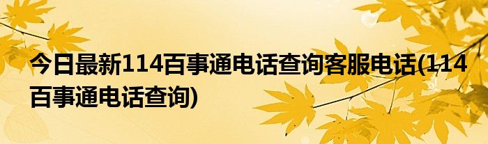 今日最新114百事通电话查询客服电话(114百事通电话查询)