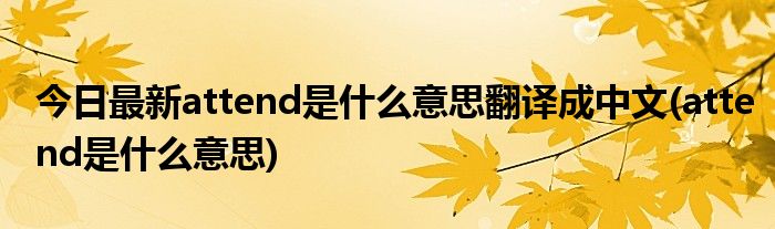 今日最新attend是什么意思翻译成中文(attend是什么意思)