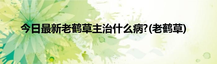 今日最新老鹤草主治什么病?(老鹤草)