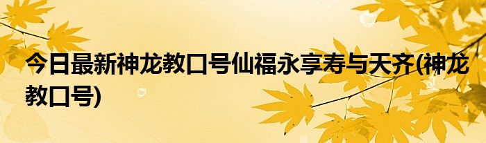 今日最新神龙教口号仙福永享寿与天齐(神龙教口号)