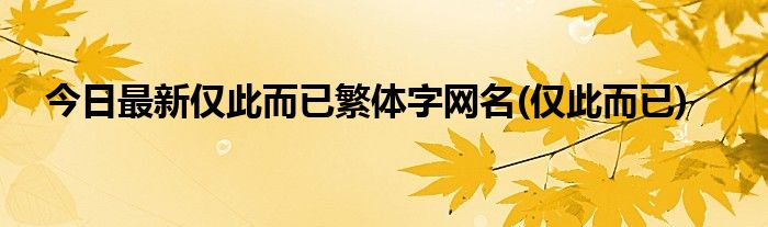 今日最新仅此而已繁体字网名(仅此而已)