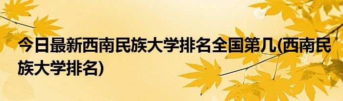 今日最新西南民族大学排名全国第几(西南民族大学排名)