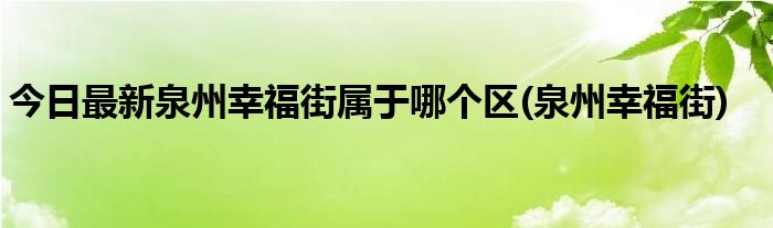 今日最新泉州幸福街属于哪个区(泉州幸福街)