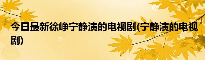 今日最新徐峥宁静演的电视剧(宁静演的电视剧)