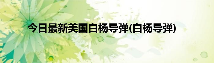 今日最新美国白杨导弹(白杨导弹)