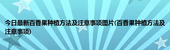 今日最新百香果种植方法及注意事项图片(百香果种植方法及注意事项)