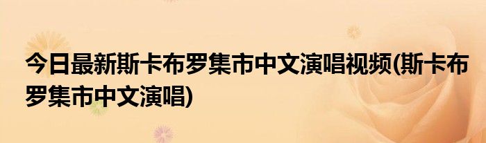 今日最新斯卡布罗集市中文演唱视频(斯卡布罗集市中文演唱)