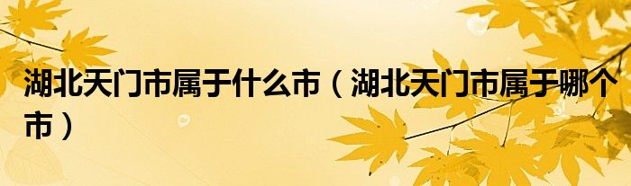 湖北天门市属于什么市(湖北天门市属于哪个市)