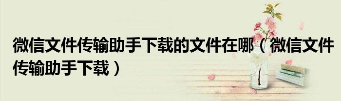 微信文件传输助手下载的文件在哪(微信文件传输助手下载)