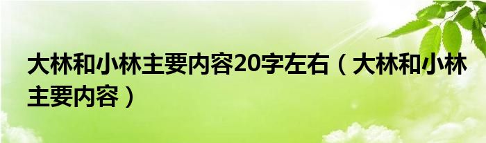 大林和小林主要内容20字左右(大林和小林主要内容)
