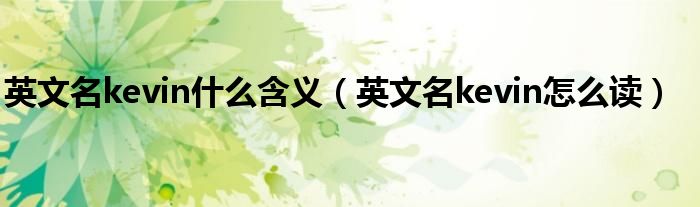 英文名kevin什么含义(英文名kevin怎么读)