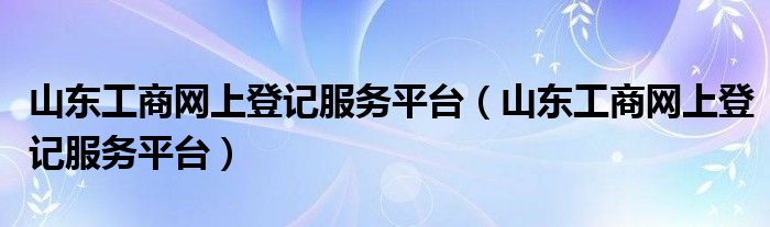 山东工商网上登记服务平台(山东工商网上登记服务平台)