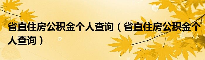 省直住房公积金个人查询(省直住房公积金个人查询)