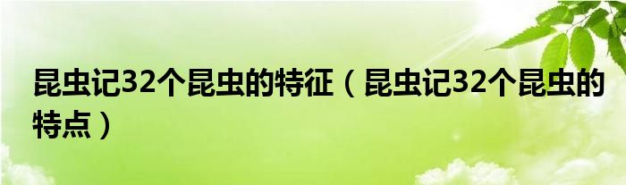 昆虫记32个昆虫的特征（昆虫记32个昆虫的特点）