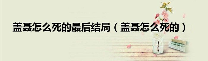 盖聂怎么死的最后结局(盖聂怎么死的)