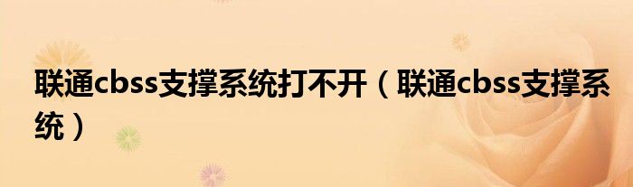 联通cbss支撑系统打不开(联通cbss支撑系统)