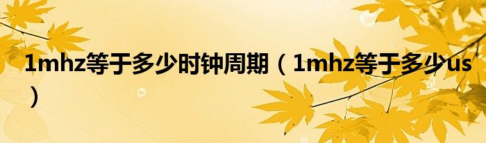 1mhz等于多少时钟周期(1mhz等于多少us)