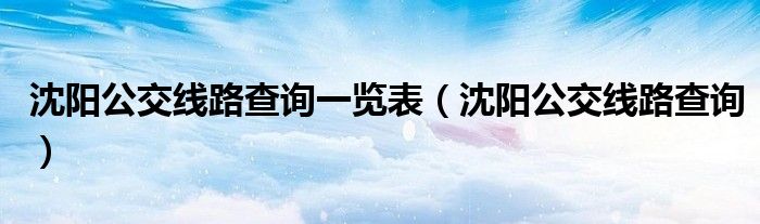 沈阳公交线路查询一览表(沈阳公交线路查询)