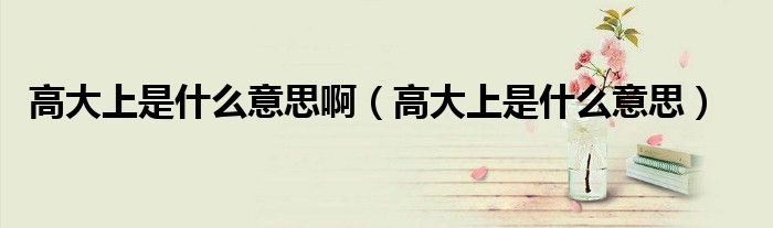 高大上是什么意思啊(高大上是什么意思)
