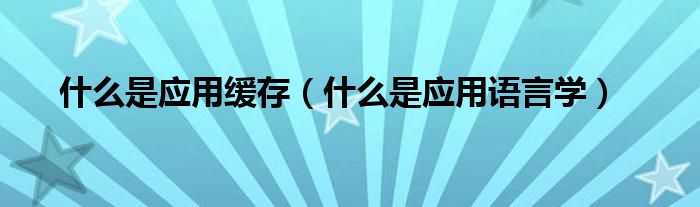 什么是应用缓存(什么是应用语言学)