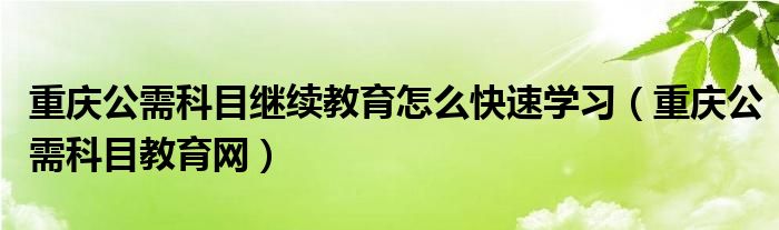 重庆公需科目继续教育怎么快速学习（重庆公需科目教育网）