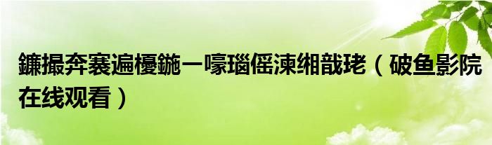 鐮撮奔褰遍櫌鍦ㄧ嚎瑙傜湅缃戠珯(破鱼影院在线观看)