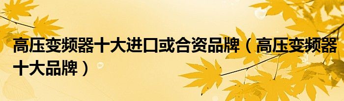 高压变频器十大进口或合资品牌(高压变频器十大品牌)