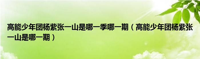 高能少年团杨紫张一山是哪一季哪一期(高能少年团杨紫张一山是哪一期)