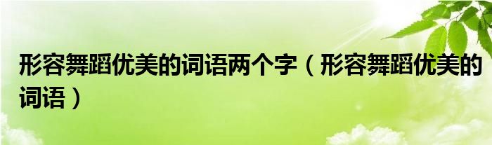 形容舞蹈优美的词语两个字(形容舞蹈优美的词语)