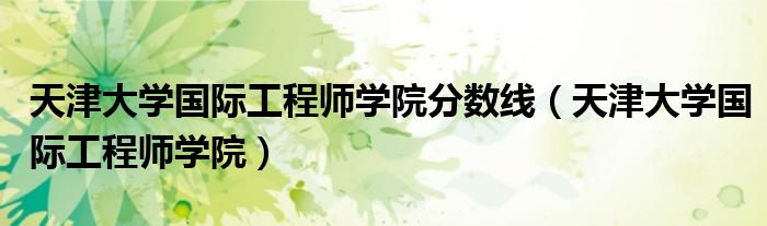 天津大学国际工程师学院分数线(天津大学国际工程师学院)